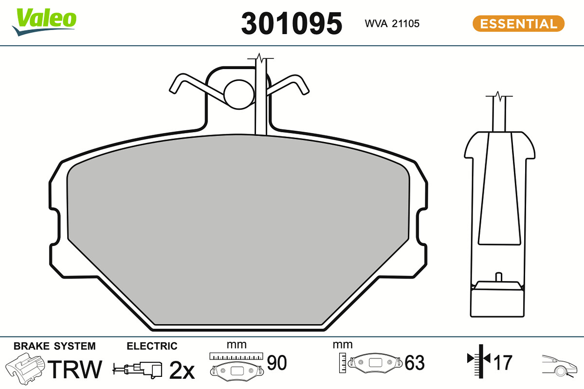 Jeu de 4 plaquettes de frein VALEO ref. 301095
